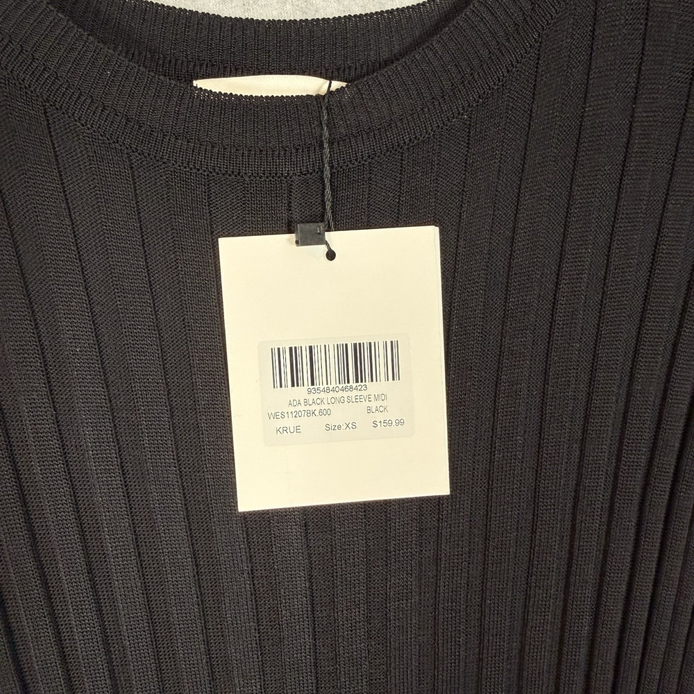 NWT DISSH Ada Midi in Black Long Sleeve Stretch Ribbed Knit Stretch Dress XS - Picture 6 of 8